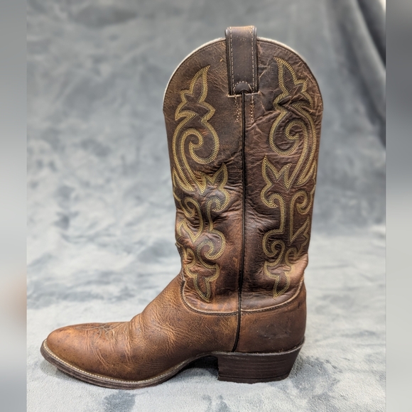 Justin 2253 Classic Cowboy Western Pull On Brown Leather Men’s Boots Size 9 - Picture 8 of 12